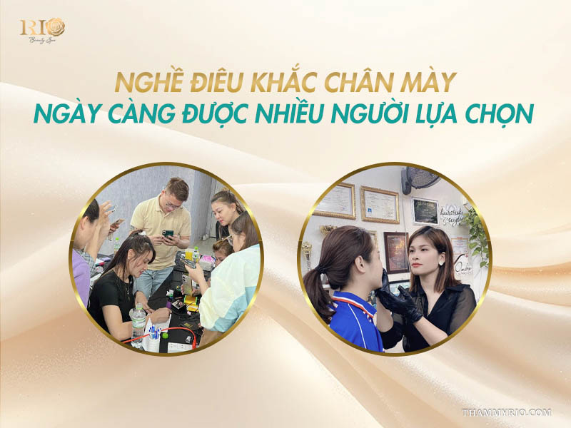 Lớp học điêu khắc chân mày thu hút đông đảo học viên tại thẩm mỹ Rio.