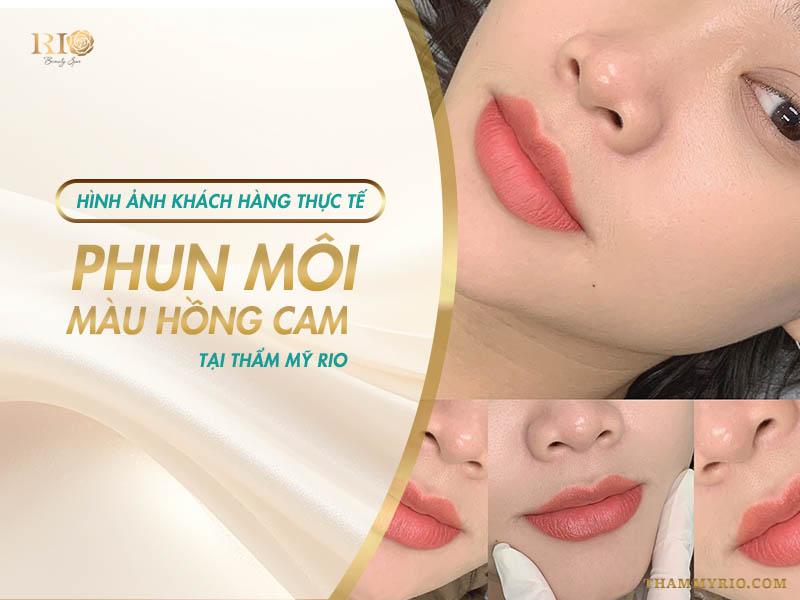 Kết quản phun môi màu hồng cam tại Thẩm Mỹ Rio Beauty Clinic