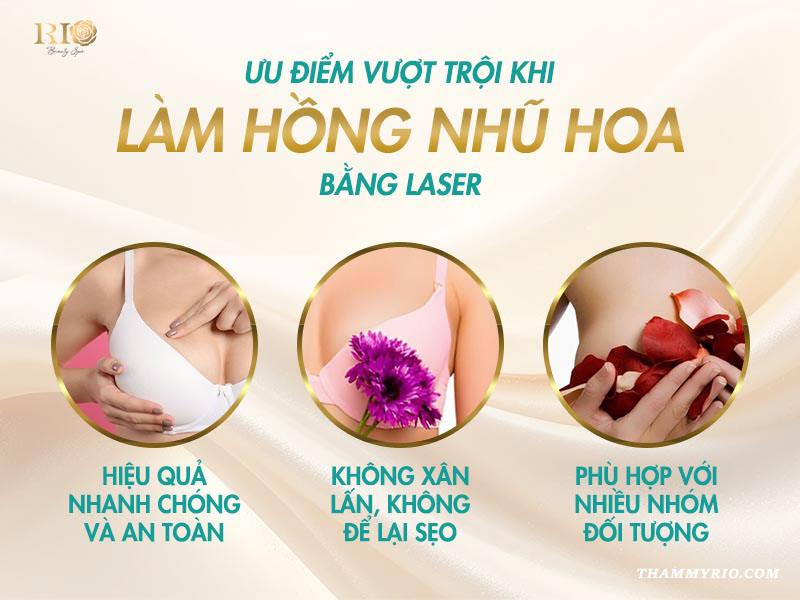 Làm hồng nhũ hoa bằng Laser có hiệu quả không? 4 Công nghệ làm hồng nhũ hoa bằng laser này ngày càng khẳng định vị thế nhờ những ưu điểm đột phá mà các phương pháp khác khó có thể sánh được.