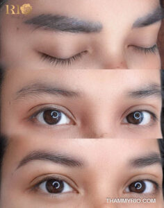 Màu mày được hạ tông nâu nhạt hơn, hài hòa với màu tóc và da; dáng mày được làm thanh thoát hơn.