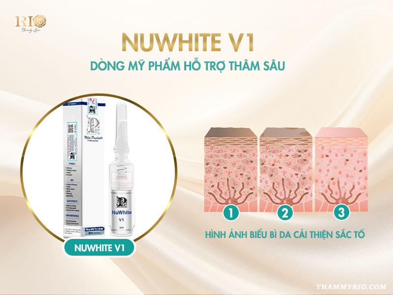 Top 7 sản phẩm làm hồng vùng kín tốt nhất 2025 6 Nuwhite V1 – Dòng kem bôi làm hồng vùng kín hỗ trợ trị thâm sâu