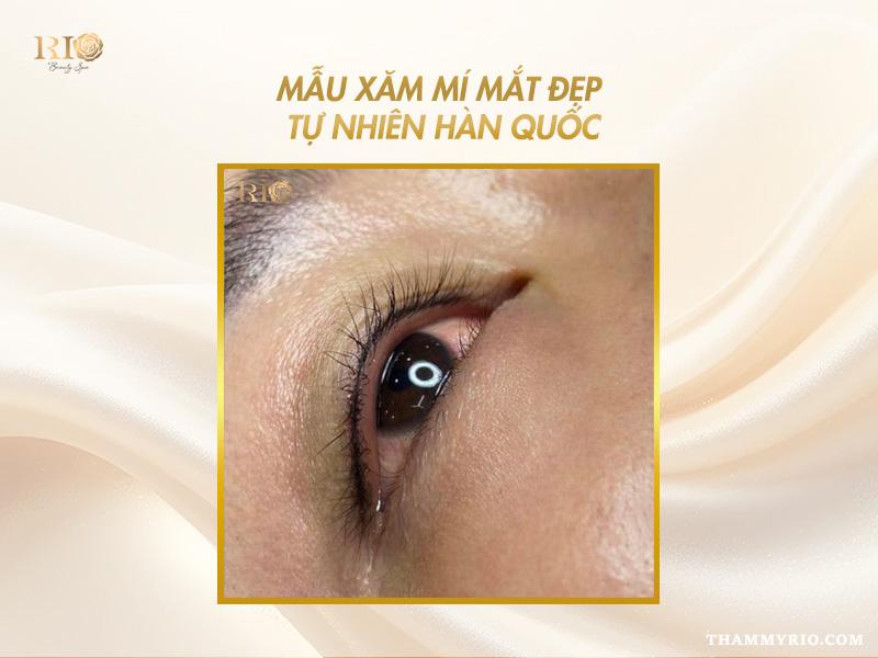 Các kiểu phun mí mắt đẹp mê mẩn, cuốn hút - Hot trend năm 2025 2 Các kiểu phun mí mắt đẹp – xăm mí Hàn Quốc tự nhiên, trong trẻo