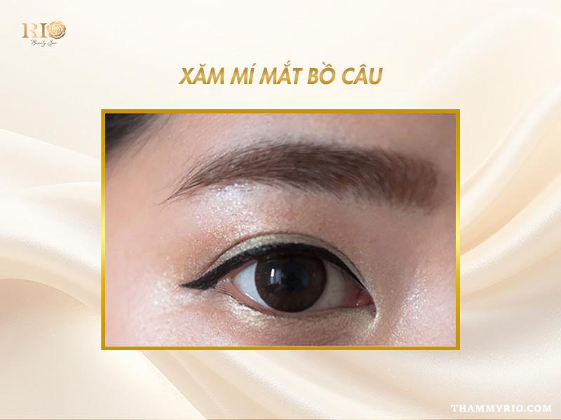 Các kiểu phun mí mắt đẹp mê mẩn, cuốn hút - Hot trend năm 2025 5 Các kiểu phun mí mắt đẹp – xăm mí bồ câu cho đôi mắt to tròn