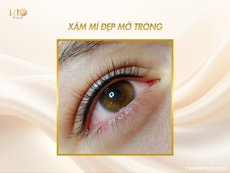 Các kiểu phun mí mắt đẹp mê mẩn, cuốn hút - Hot trend năm 2025 6 Các kiểu phun mí mắt đẹp – xăm mí mở tròng giúp đôi mắt tươi trẻ