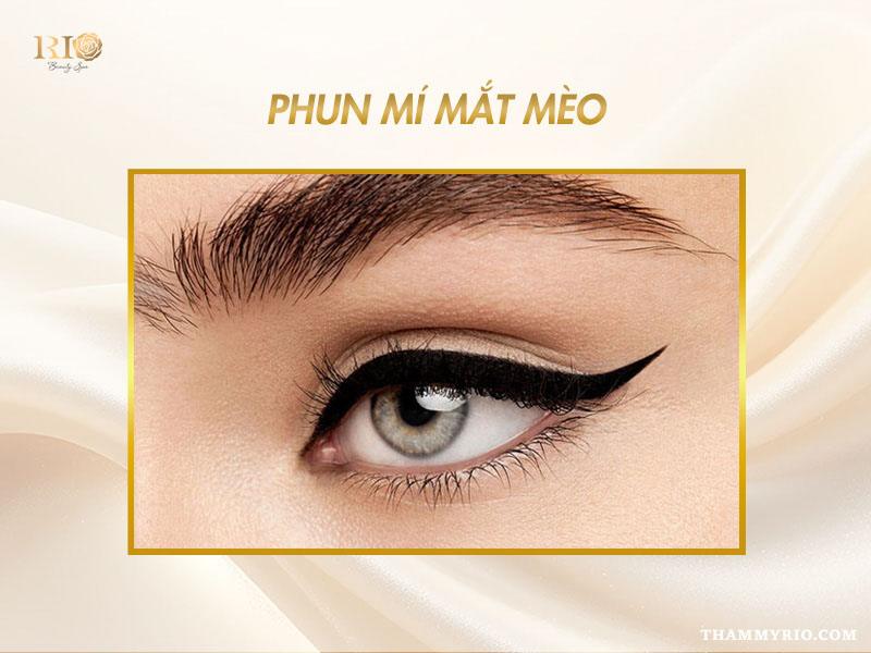 Các kiểu phun mí mắt đẹp mê mẩn, cuốn hút - Hot trend năm 2025 8 Các kiểu phun mí mắt đẹp – phun mí mắt mèo quyến rũ, sắc nét