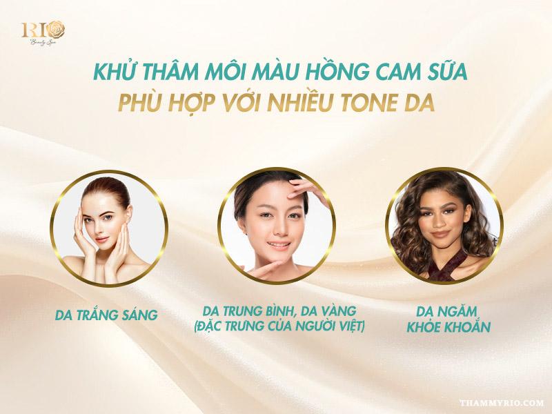 Xu hướng khử thâm môi màu hồng cam sữa đang “gây sốt” 2025 4 Khử thâm môi màu hồng cam sữa phù hợp nhiều tone da khác nhau