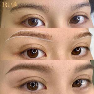 Đôi mày sau phun chạm hạt lên màu tự nhiên, chuẩn nét.