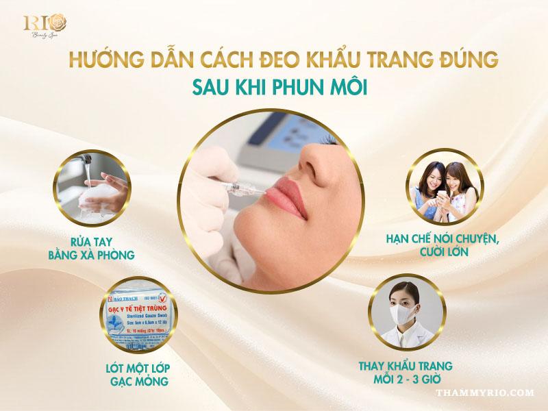Phun môi xong có nên đeo khẩu trang không? Chuyên gia giải đáp 4 Hướng dẫn phun môi xong có nên đeo khẩu trang không và cách đeo đúng