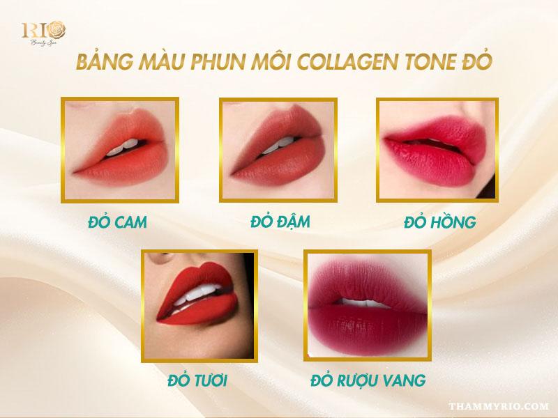 Bảng màu môi collagen hot trend - Nên phun môi màu gì? 2 Bảng màu môi collagen tone đỏ sang trọng, tôn da trắng và phong cách quyến rũ.