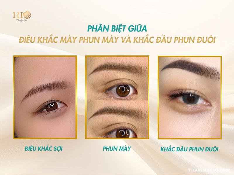 Điêu khắc đầu chân mày phun đuôi: Xu hướng làm đẹp hot 2026 4 So sánh điêu khắc mày, phun mày và điêu khắc đầu phun đuôi