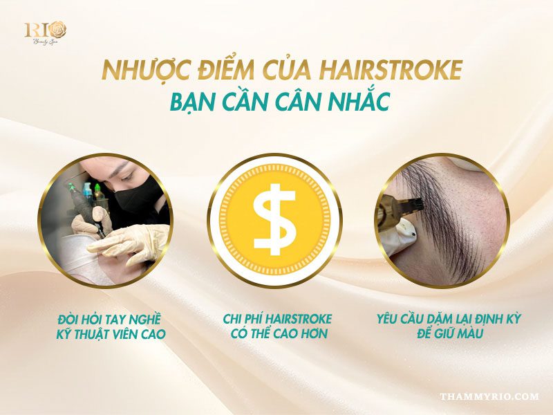Nhược điểm của Hairstroke – những hạn chế thường gặp khi chọn kỹ thuật khắc sợi như độ bền màu và khả năng giữ form lâu dài.