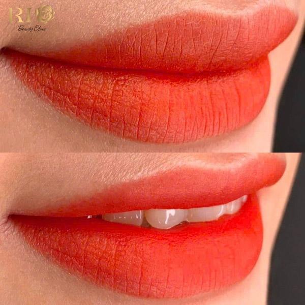 Phun môi màu cam có hợp với bạn không? Các tone môi cam đẹp 8 Sau phun môi màu cam, sắc môi lên chuẩn tone, không bong tróc, giữ màu lâu bền.