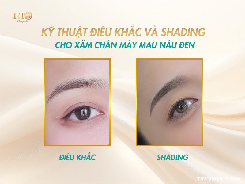 kỹ thuật điêu khắc và phun shading chân mày màu nâu đen