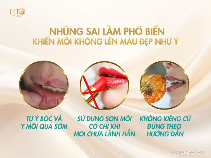 Cách làm môi lên màu sau xăm nhanh và tự nhiên nhất tại nhà 6 Cách làm môi lên màu sau xăm – những sai lầm thường gặp khiến môi bị xỉn, loang màu hoặc không đều tone.