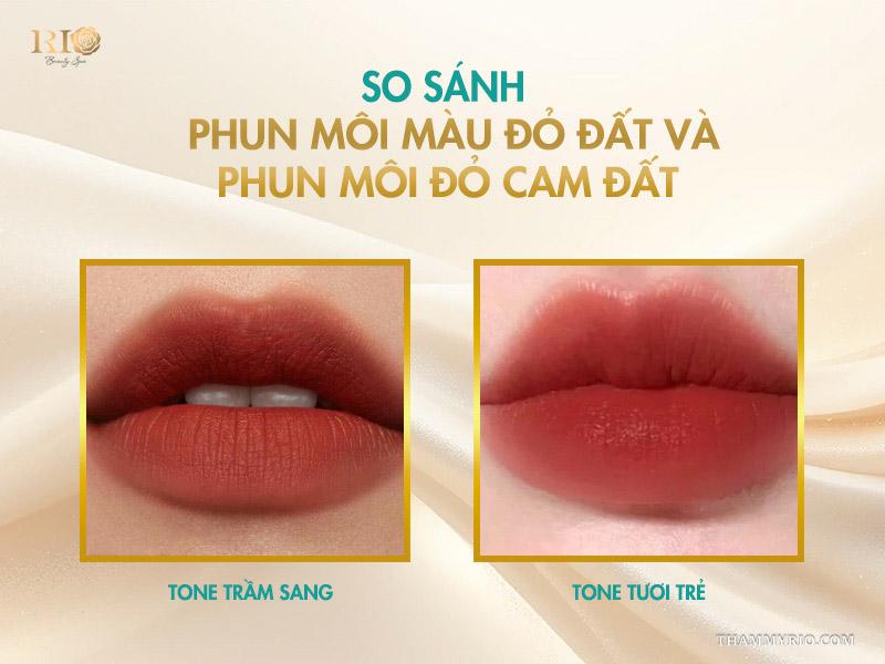 Phun môi màu đỏ đất 2026 - Tông màu không thể rời mắt! 6 So sánh phun môi màu đỏ đất và phun môi đỏ cam đất