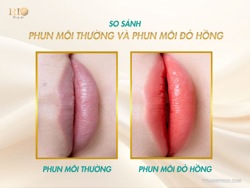 Phun môi màu đỏ hồng - Màu môi tôn da, bừng sáng gương mặt 7 Kết quả phun môi màu đỏ hồng căng mọng, tự nhiên
