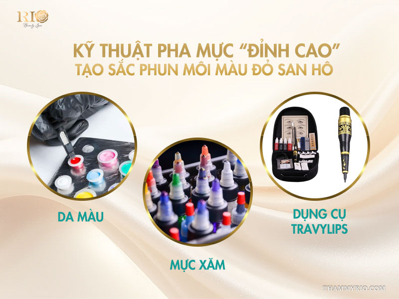 Phun môi màu đỏ san hô – Sắc đỏ thời thượng tôn da mới 4  Kỹ thuật pha mực “đỉnh cao” tạo sắc phun môi màu đỏ san hô