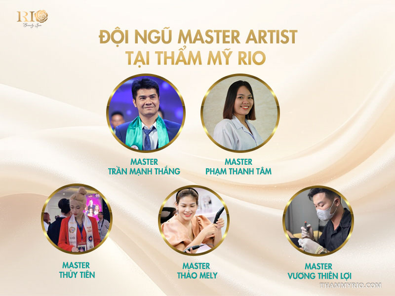 Đội ngũ chuyên gia spa phun xăm Thẩm Mỹ Rio do Master Artist Thắng Trần và Grand Master Tâm Phạm dẫn dắt