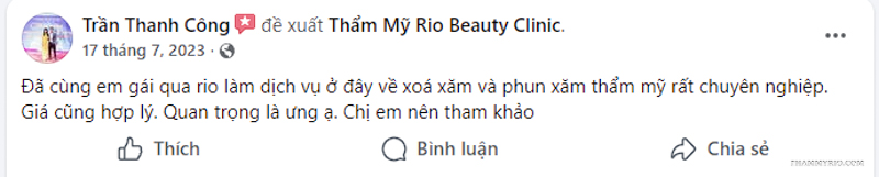 Cảm nhận chân thực từ khách hàng sau khi sử dụng dịch vụ phun xăm và xóa xăm tại Rio.