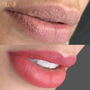 Môi lên màu tự nhiên, tươi tắn, phù hợp với tone da sáng.