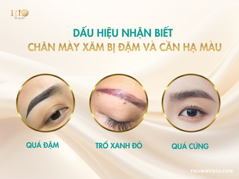 Phun lông mày bị đậm quá? 6 Cách hạ màu lông mày an toàn 2 Dấu hiệu nhận biết chân mày xăm bị đậm và cần hạ màu.