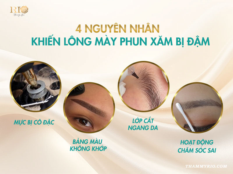 Phun lông mày bị đậm quá? 6 Cách hạ màu lông mày an toàn 3 4 nguyên nhân khiến lông mày phun xăm bị đậm.