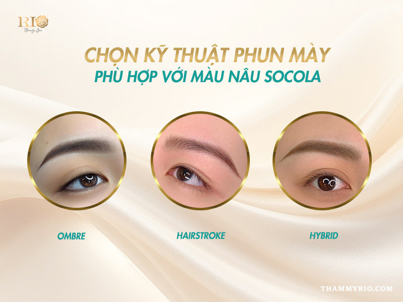 Khám phá lông mày màu nâu socola – Tông màu thời thượng 2026 4 Kỹ thuật phun mày phù hợp với lông mày màu nâu socola