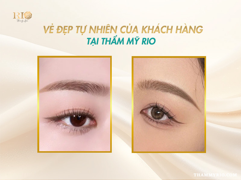 Khám phá lông mày màu nâu socola – Tông màu thời thượng 2026 5 Kết quả thực tế phun lông mày màu nâu socola của khách hàng tại Thẩm Mỹ Rio.