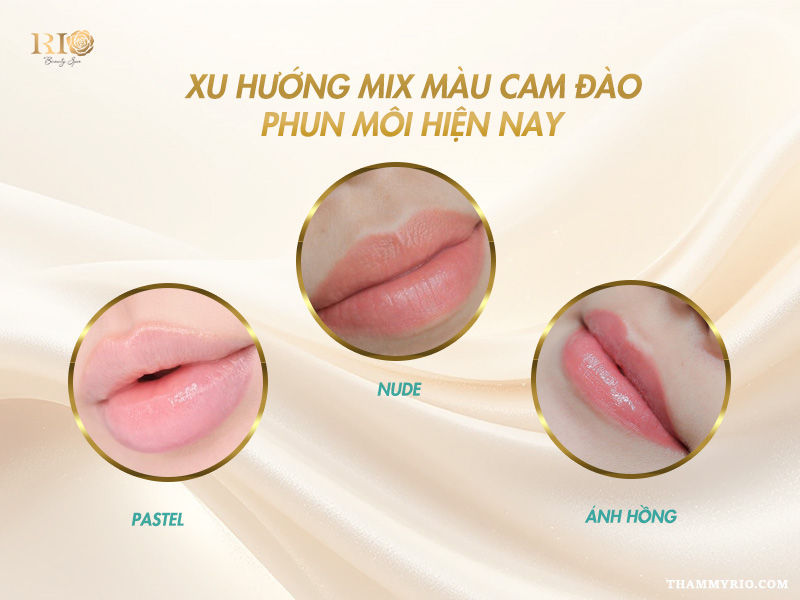 Phun Môi Collagen Màu Cam Đào – Giữ Màu Lâu, Tôn Da Rạng Rỡ 6 Xu hướng mix màu cam đào phun môi hiện nay