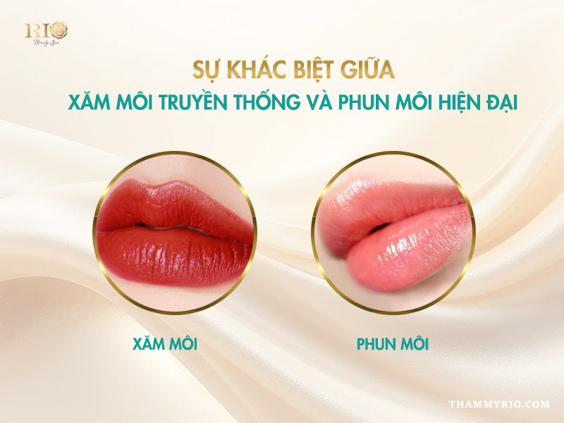 Sự khác biệt rõ rệt giữa xăm môi và phun môi về tính thẩm mỹ và độ tự nhiên