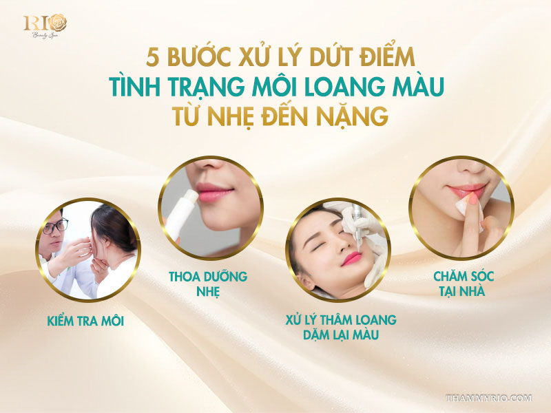 5 bước xử lý dứt điểm tình trạng môi loang màu: từ nhẹ đến nặng