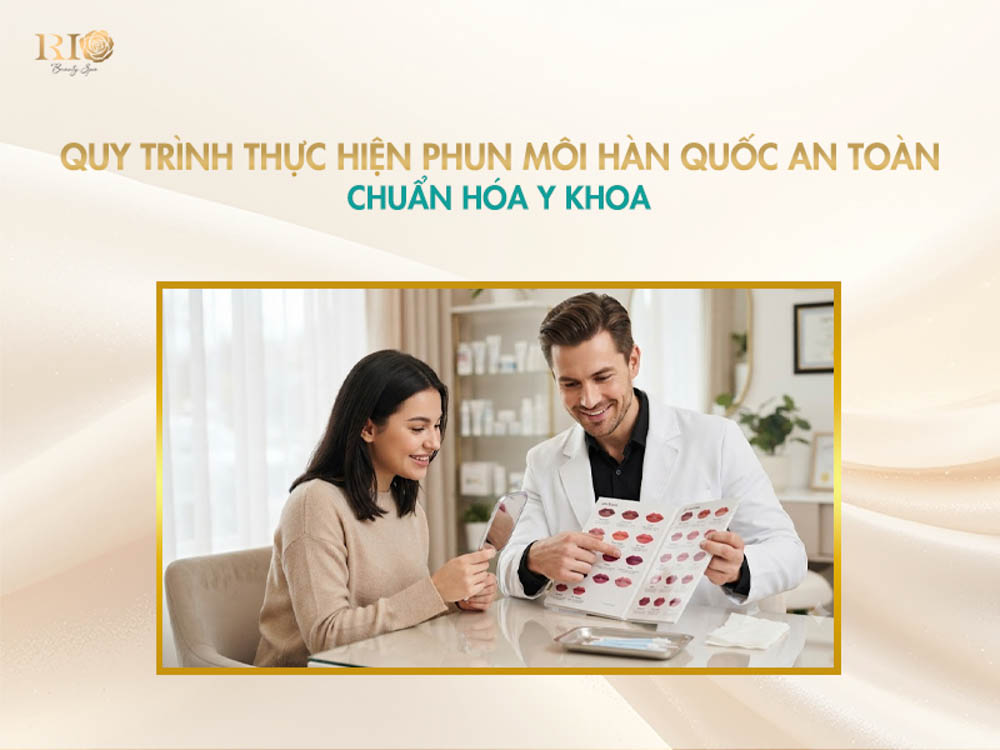 Bác sĩ tư vấn quy trình thực hiện phun môi Hàn Quốc an toàn chuẩn hóa y khoa.