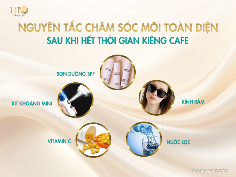 Phun môi kiêng cafe bao lâu? Vì sao nên kiêng? 5 Nguyên tắc chăm sóc môi toàn diện sau khi hết thời gian kiêng cafe
