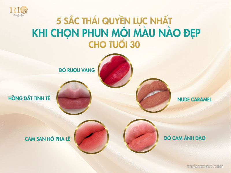 Phun môi màu nào đẹp cho tuổi 30? Ứng dụng xu hướng mới 3 5 sắc thái quyền lực nhất khi chọn phun môi màu nào đẹp cho tuổi 30
