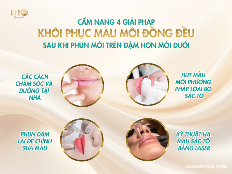 Cẩm nang 4 giải pháp khôi phục màu môi đồng đều sau khi phun môi trên đậm hơn môi dưới