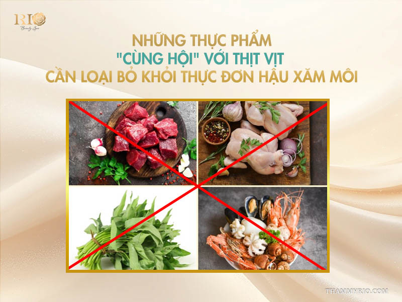 Xăm môi có kiêng thịt vịt không? 3 bước xử lý khi lỡ ăn 7 Những thực phẩm "cùng hội" với thịt vịt cần loại bỏ khỏi thực đơn hậu xăm môi