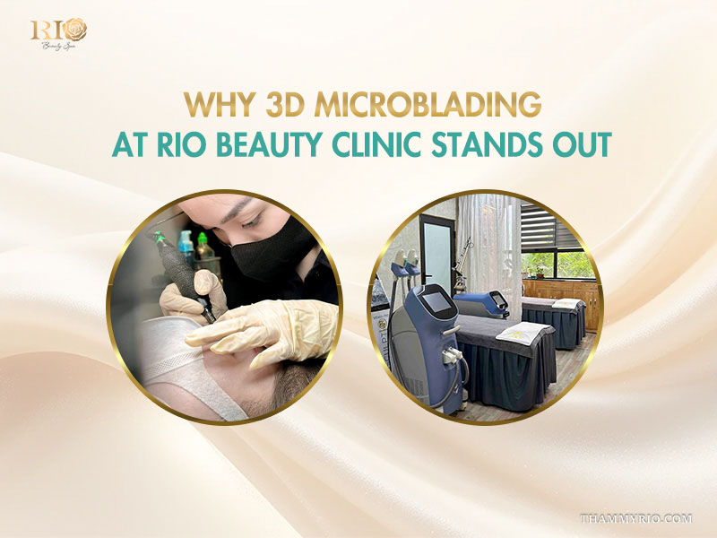 Modern equipment and professional technician performing 3d microblading at Rio Beauty Clinic.