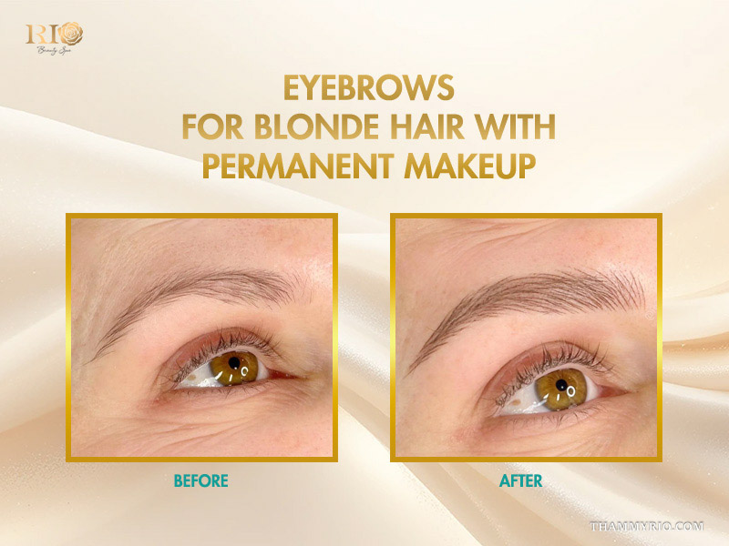 How to find ideal brow color for blondes for a natural look 7 Before and after results of choosing a natural brow color for blondes with permanent makeup.