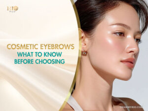 A woman with natural-looking cosmetic eyebrows from Rio Beauty Spa.