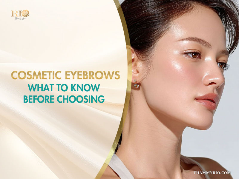 A woman with natural-looking cosmetic eyebrows from Rio Beauty Spa.