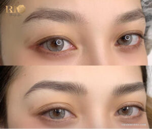 Điêu khắc chân mày ngang hơi cong đuôi