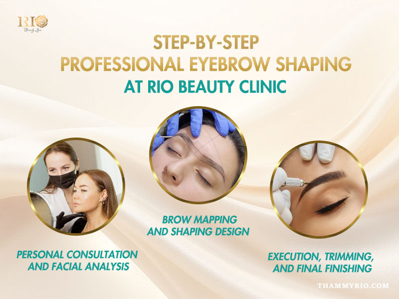 Eye brow shaping for natural, balanced, and youthful beauty 6 Step-by-step professional eye brow shaping at Rio Beauty Clinic.