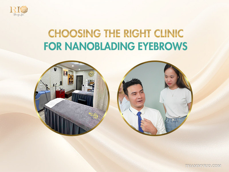 Professional clinic environment and consultation process for nanoblading eyebrows.