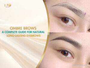 Professional ombre brows transformation on a woman, showing natural gradient shading and precise mapping.