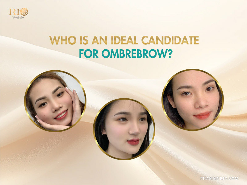 Three beautiful clients showcasing natural-looking ombre brows results, suitable for various face shapes and skin types.