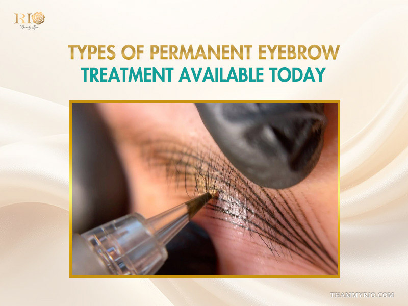 Macro shot of a needle applying pigment for different types of permanent brow treatments.