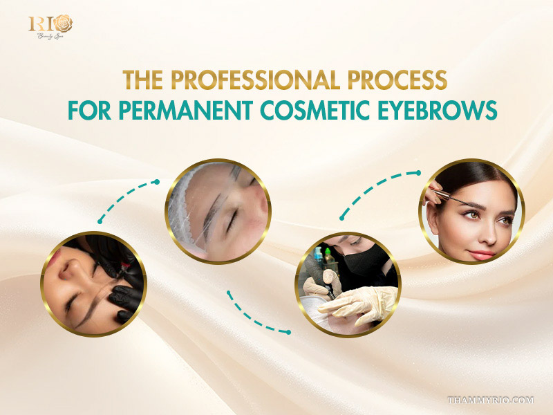 A step-by-step professional process for permanent cosmetic eyebrows at Rio Beauty Spa.