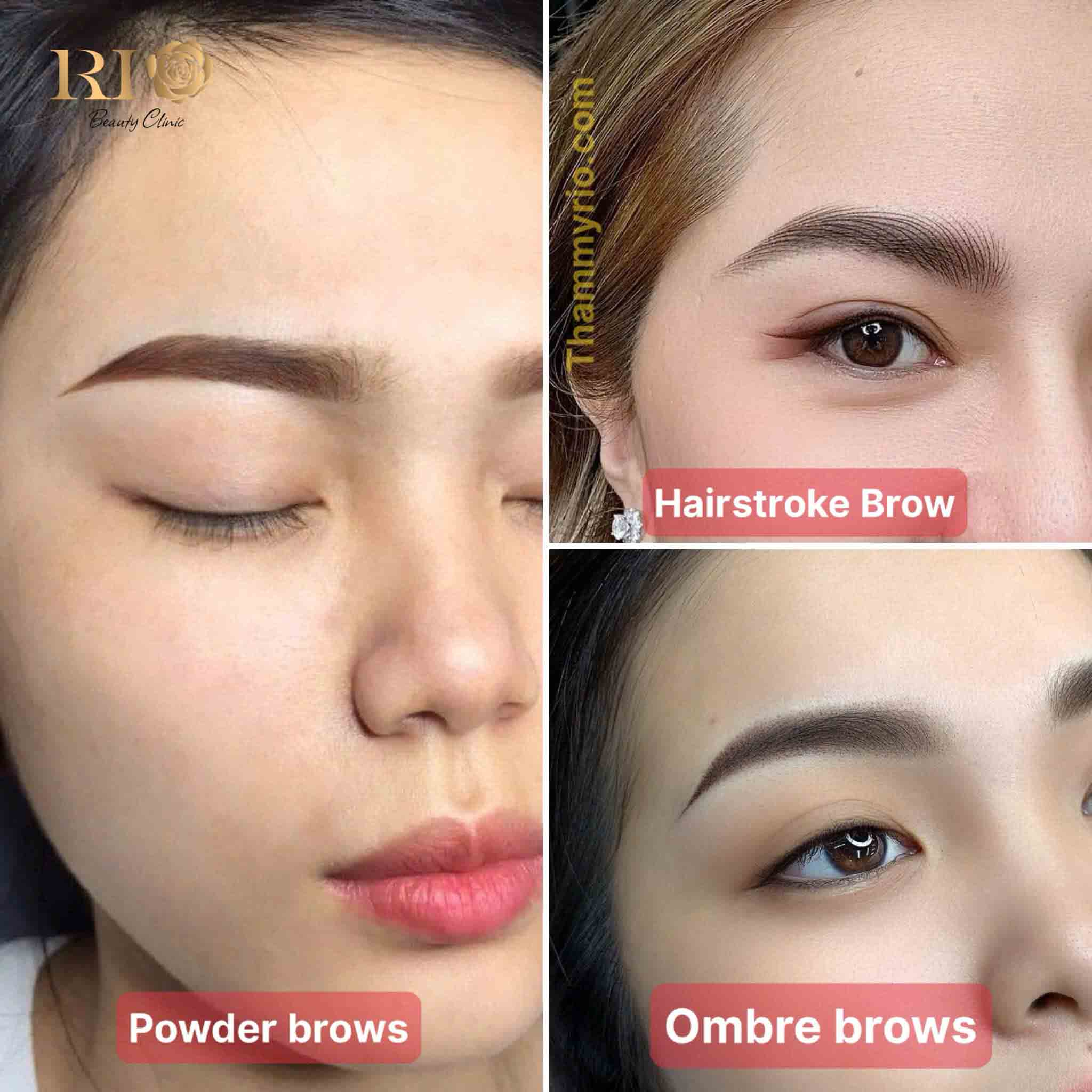 Comparison of Microblading vs Powder Brows vs Ombre Brows at Rio Beauty Clinic.