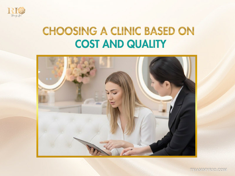 Consultation at a beauty clinic for choosing a service based on powdered brows cost and quality.