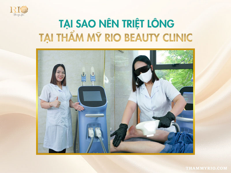 Kỹ thuật viên triệt lông cho khách hàng bằng máy laser công nghệ cao tại Thẩm Mỹ Rio Beauty Clinic